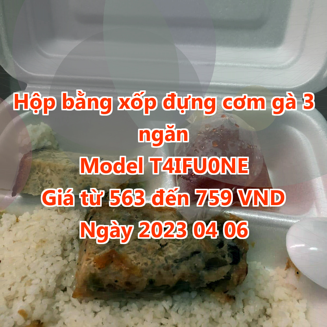 Hộp bằng xốp đựng cơm gà 3 ngăn - Model T4IFU0NE - Màu Brown