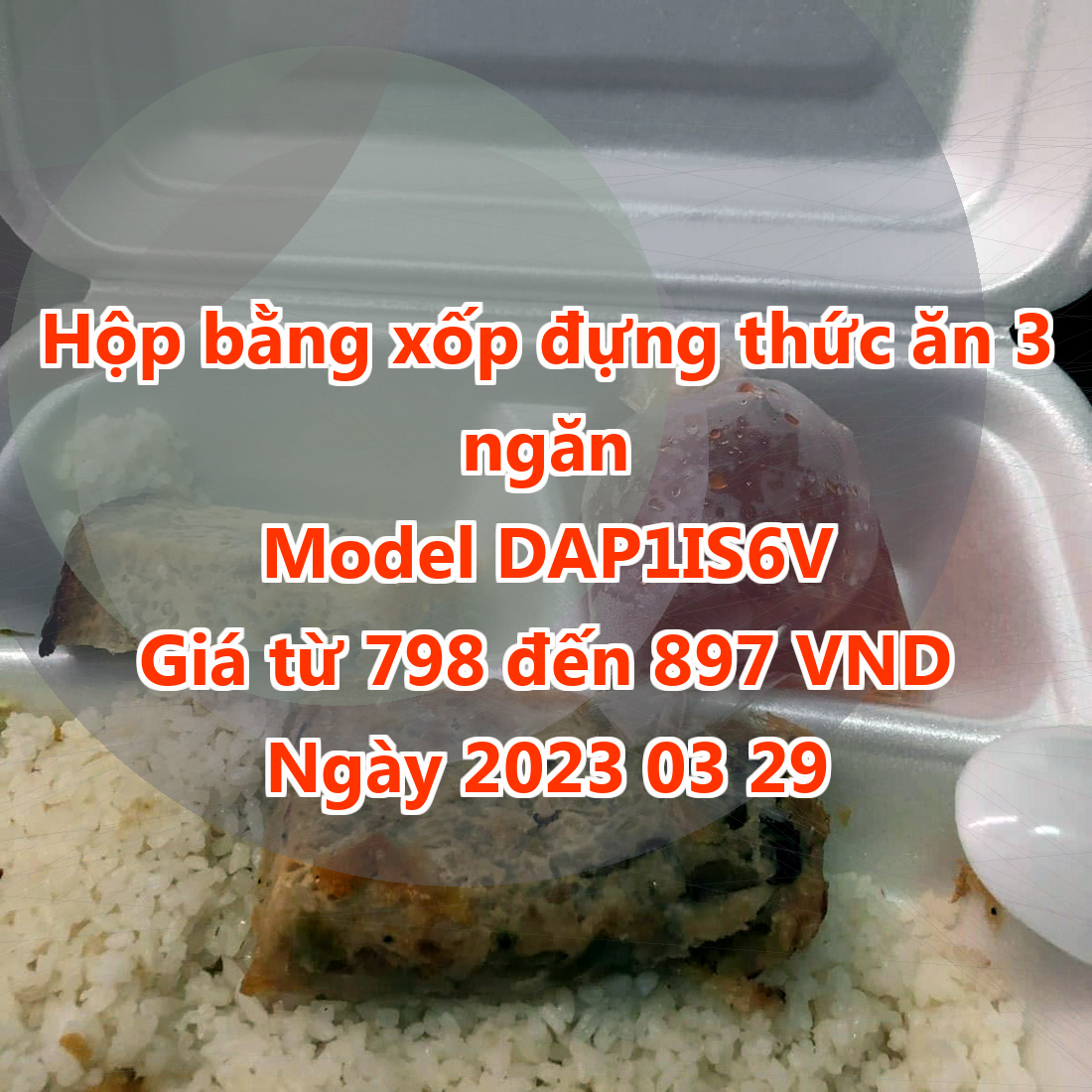 Hộp bằng xốp đựng thức ăn 3 ngăn - Model DAP1IS6V - Giá 798 đồng