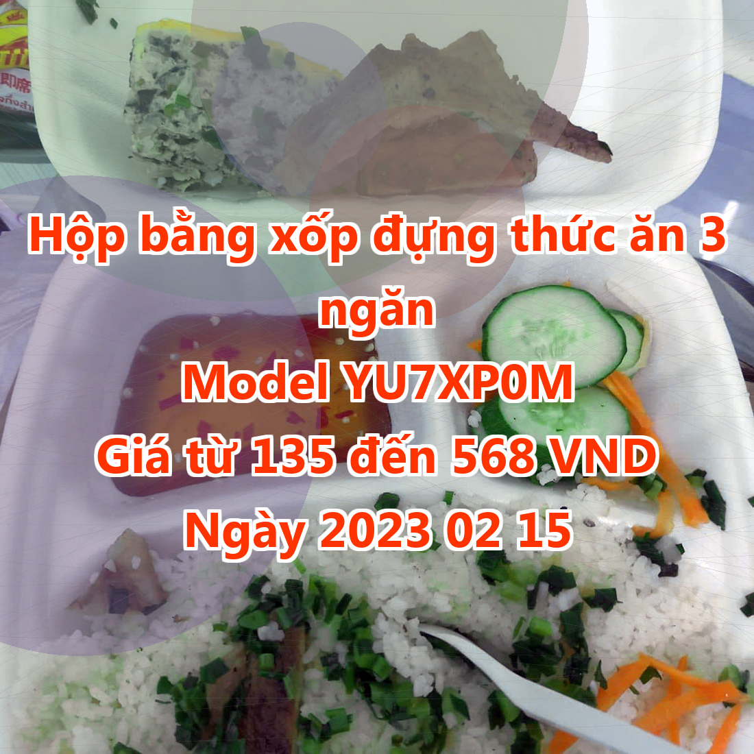 Hộp bằng xốp đựng thức ăn 3 ngăn - Model YU7XP0M