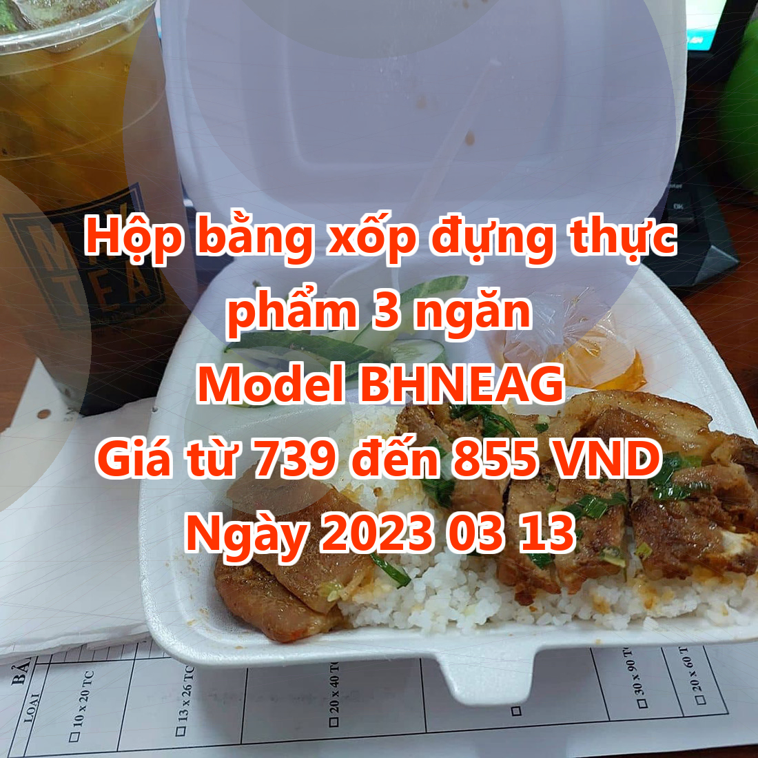 Hộp bằng xốp đựng thực phẩm 3 ngăn - Model BHNEAG