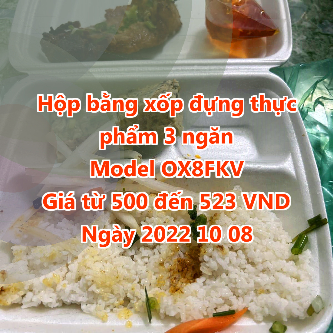 Hộp bằng xốp đựng thực phẩm 3 ngăn - Model OX8FKV