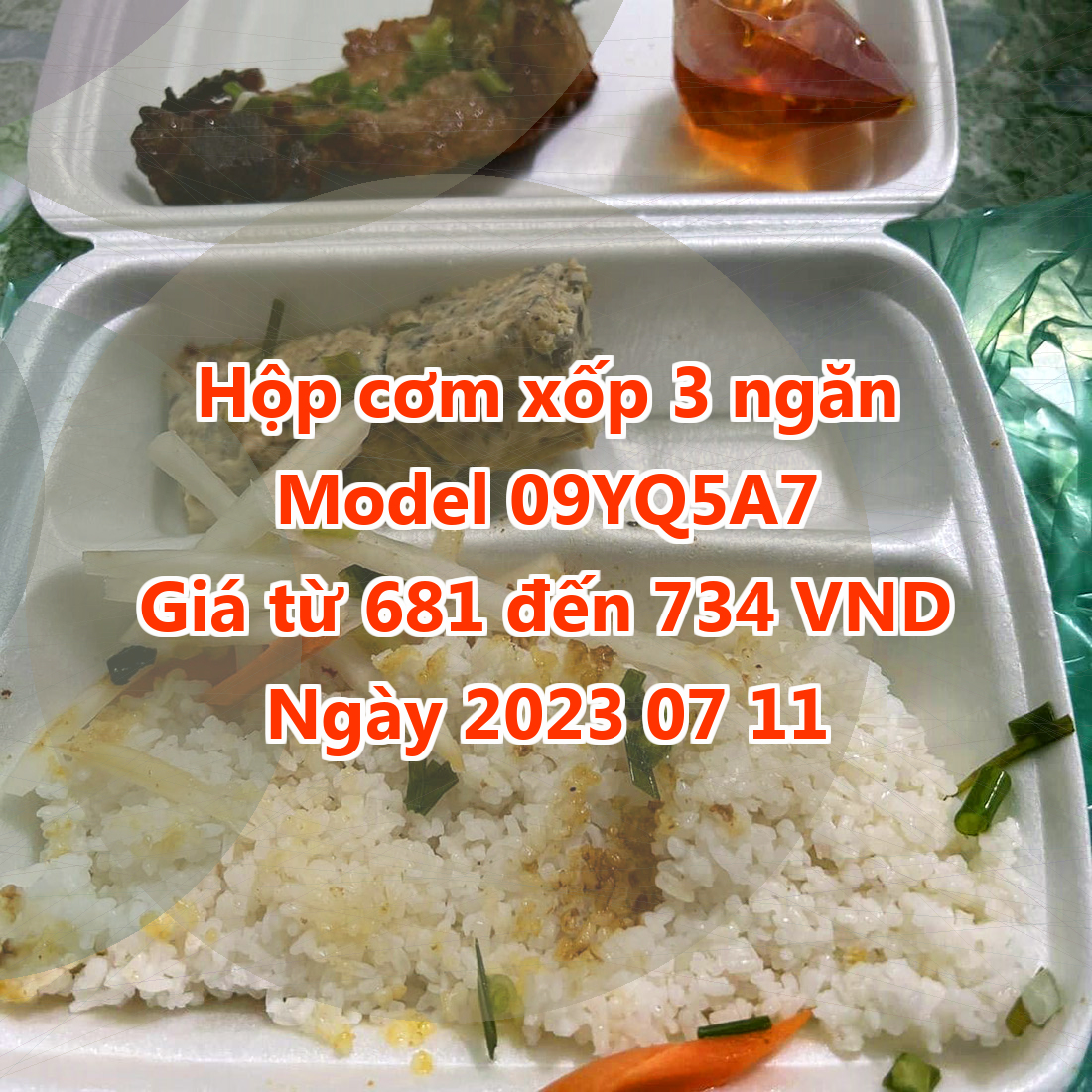 Hộp cơm xốp 3 ngăn - Model 09YQ5A7