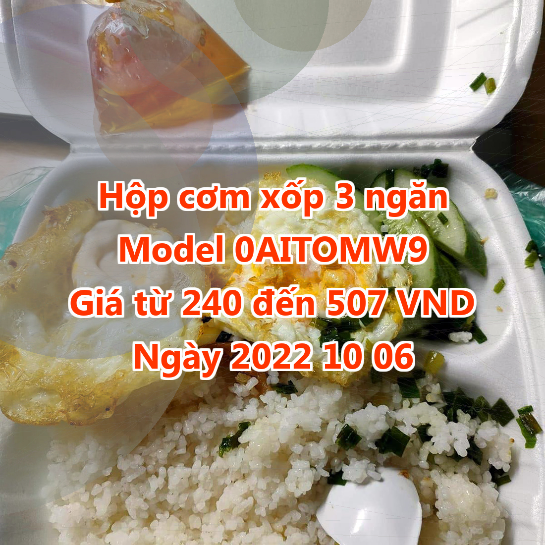 Hộp cơm xốp 3 ngăn - Model 0AITOMW9 - Giá 240 đồng