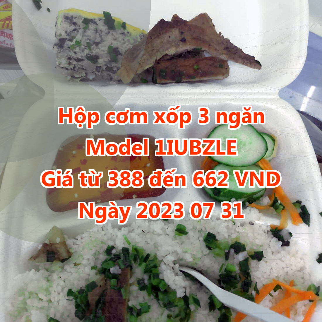 Hộp cơm xốp 3 ngăn - Model 1IUBZLE - Giá 388 VND