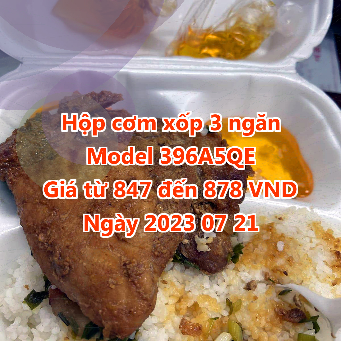 Hộp cơm xốp 3 ngăn - Model 396A5QE