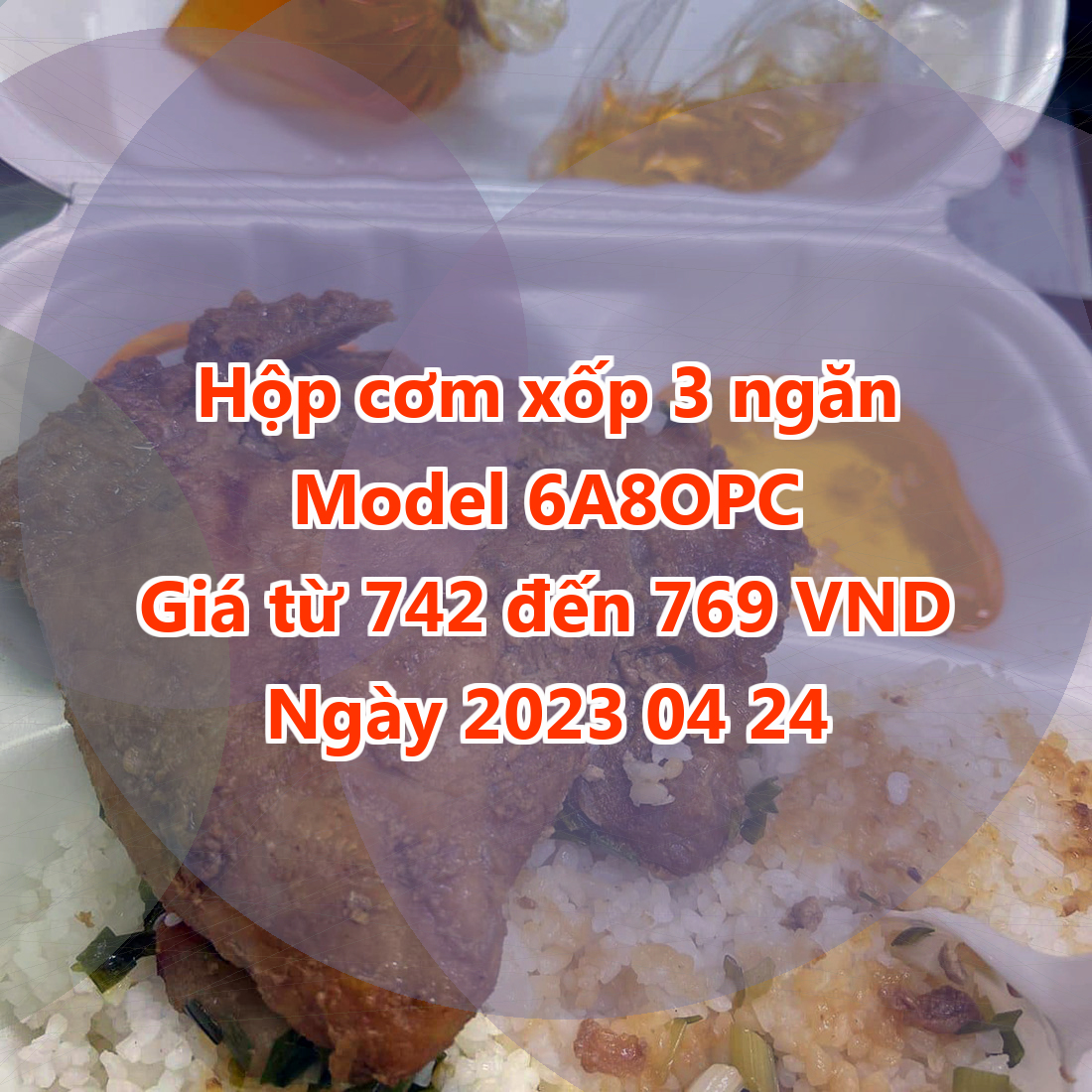 Hộp cơm xốp 3 ngăn - Model 6A8OPC