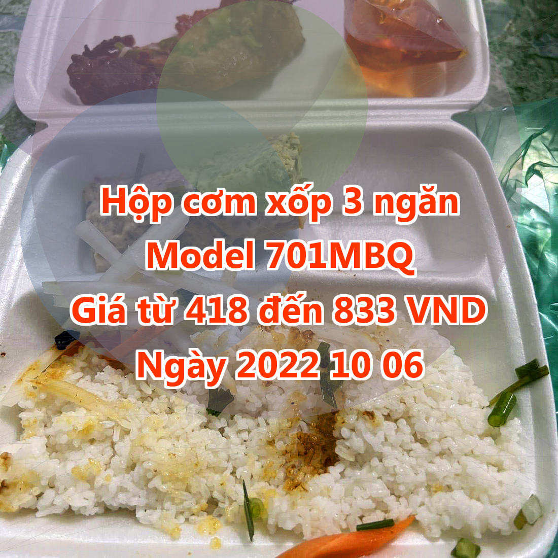 Hộp cơm xốp 3 ngăn - Model 701MBQ