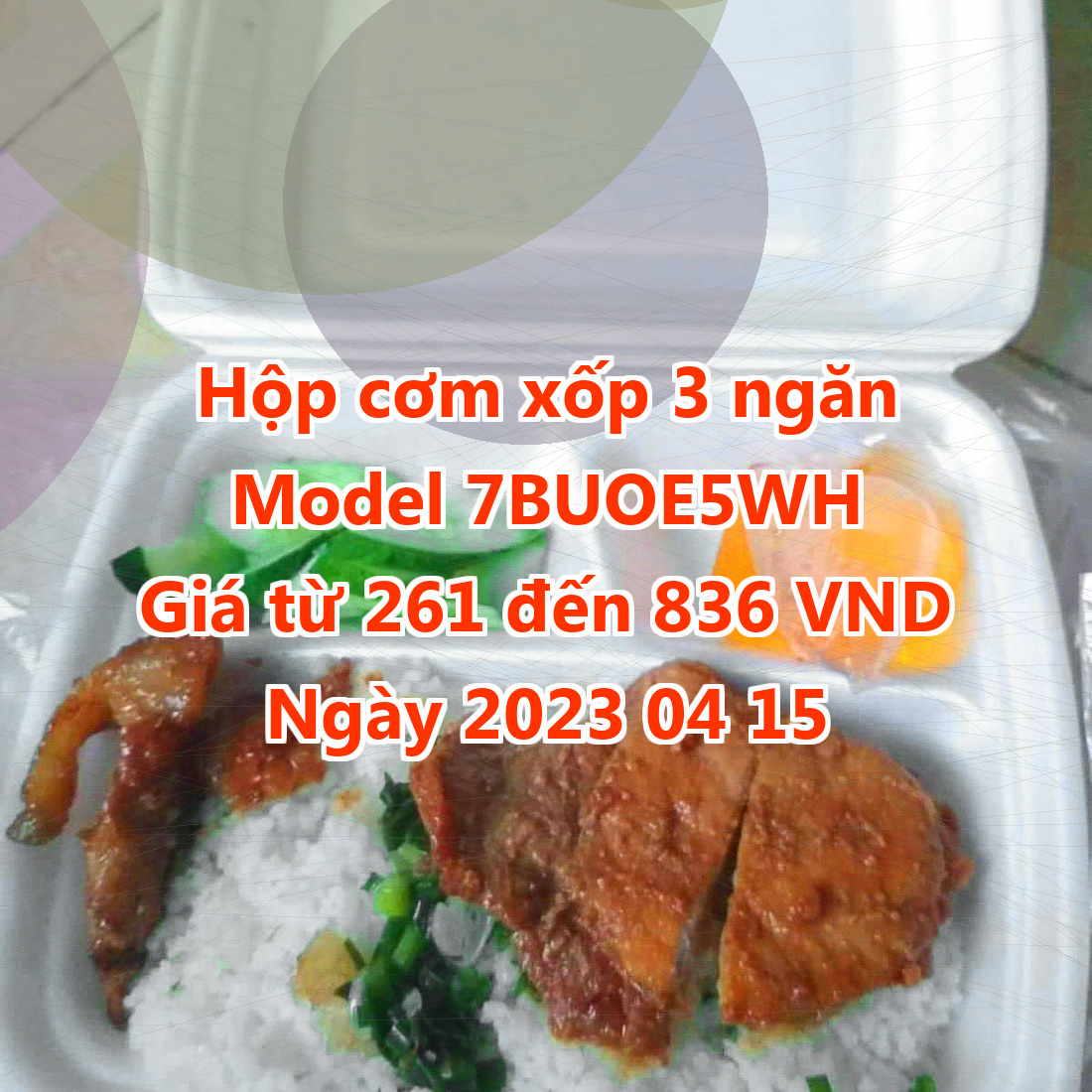 Hộp cơm xốp 3 ngăn - Model 7BUOE5WH