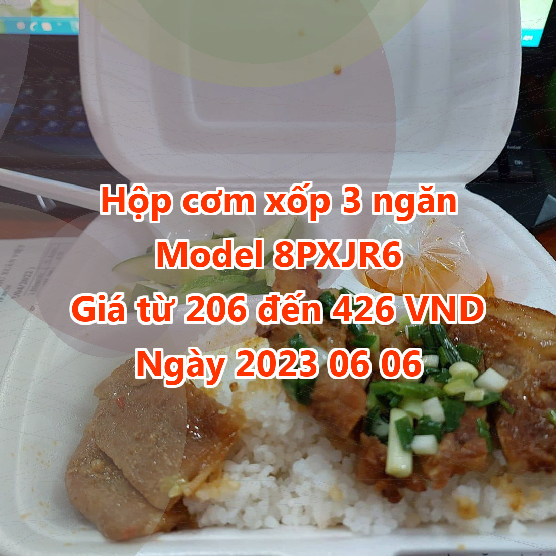 Hộp cơm xốp 3 ngăn - Model 8PXJR6 - Giá 206 VND