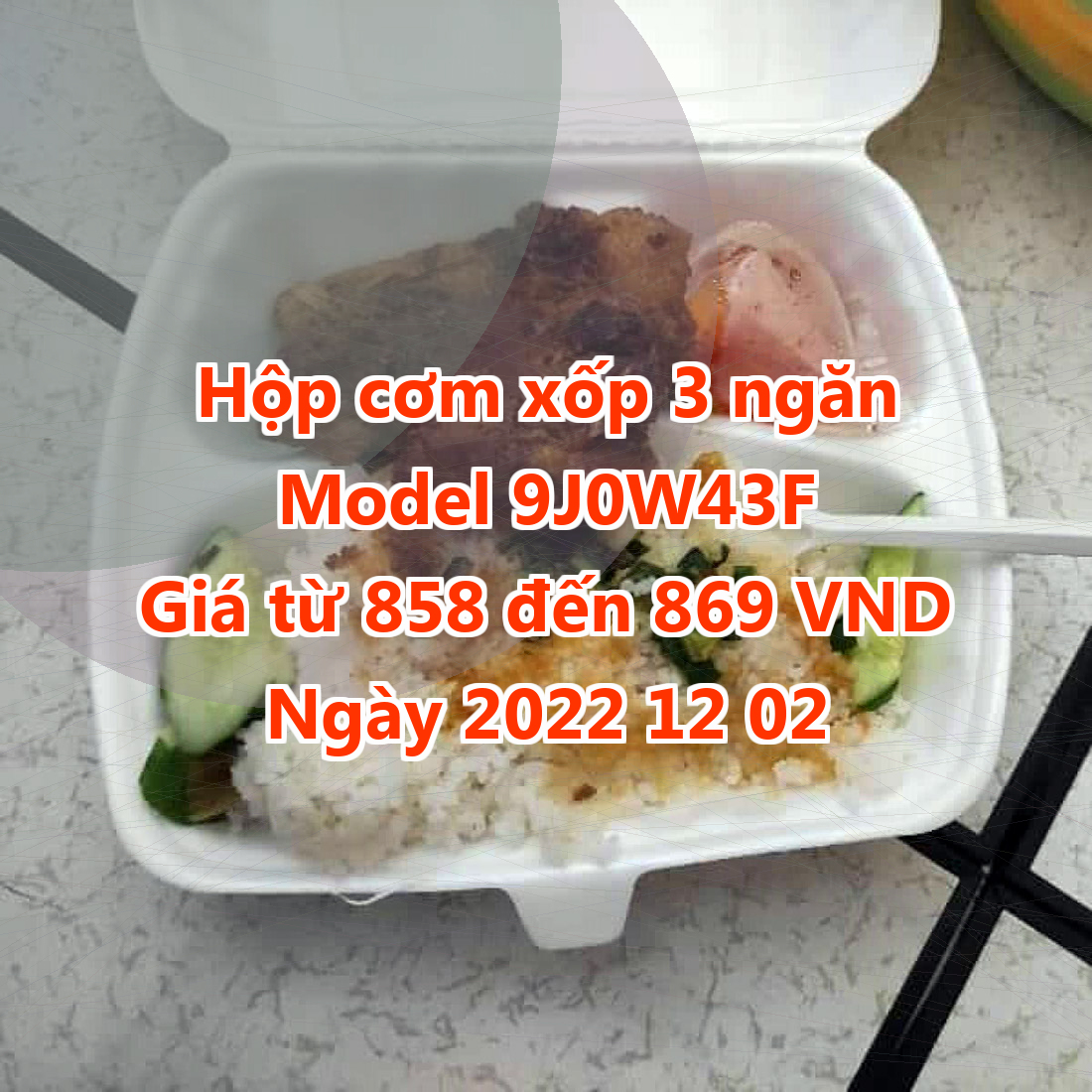 Hộp cơm xốp 3 ngăn - Model 9J0W43F