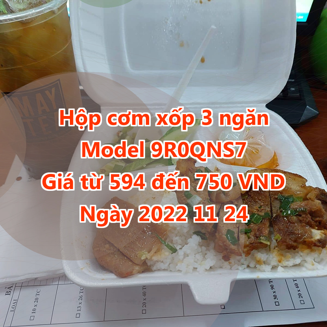 Hộp cơm xốp 3 ngăn - Model 9R0QNS7