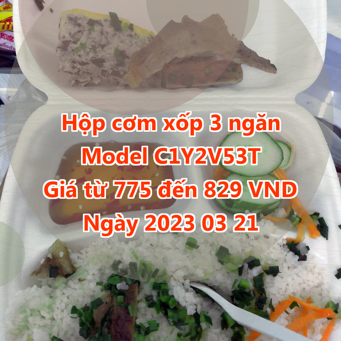 Hộp cơm xốp 3 ngăn - Model C1Y2V53T