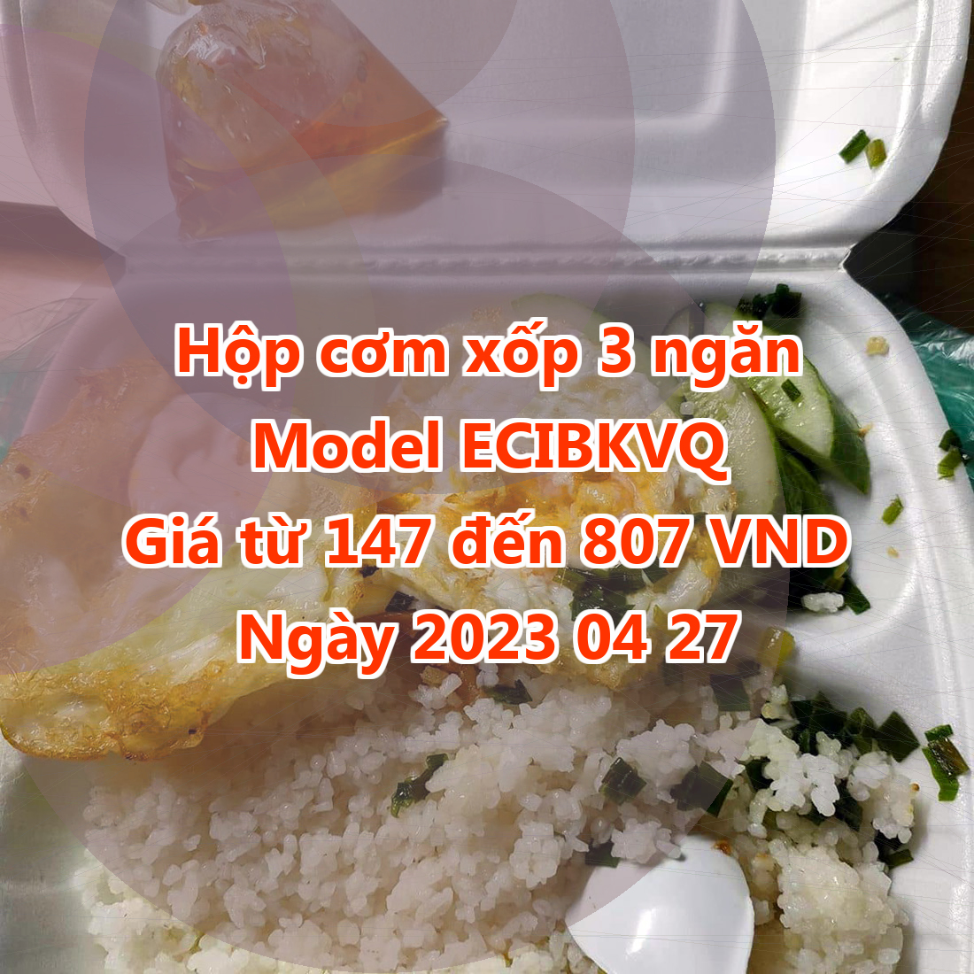 Hộp cơm xốp 3 ngăn - Model ECIBKVQ - Màu Red