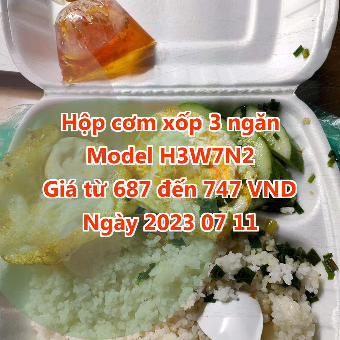 Hộp cơm xốp 3 ngăn - Model H3W7N2