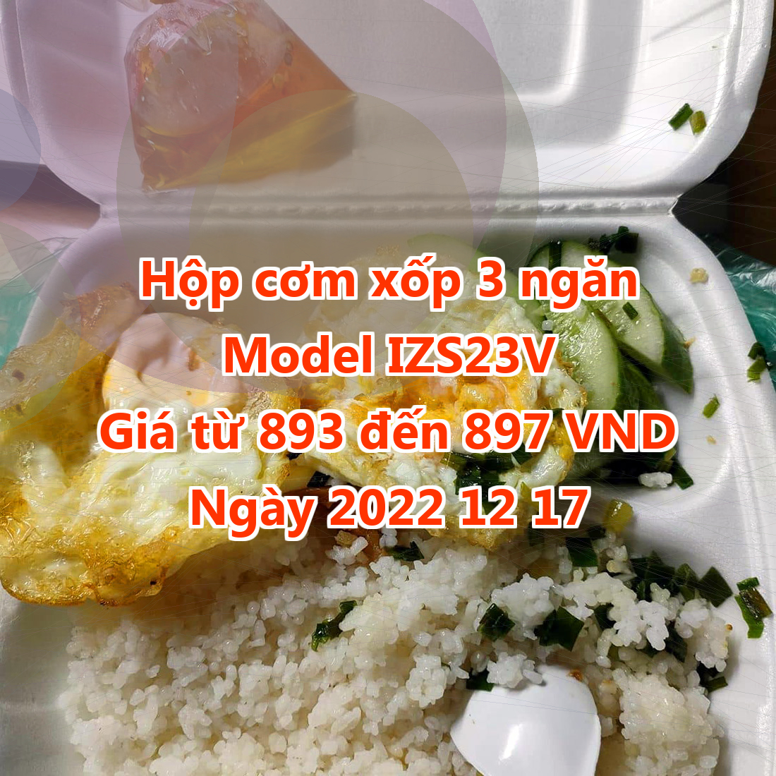 Hộp cơm xốp 3 ngăn - Model IZS23V - Giá 893 đồng