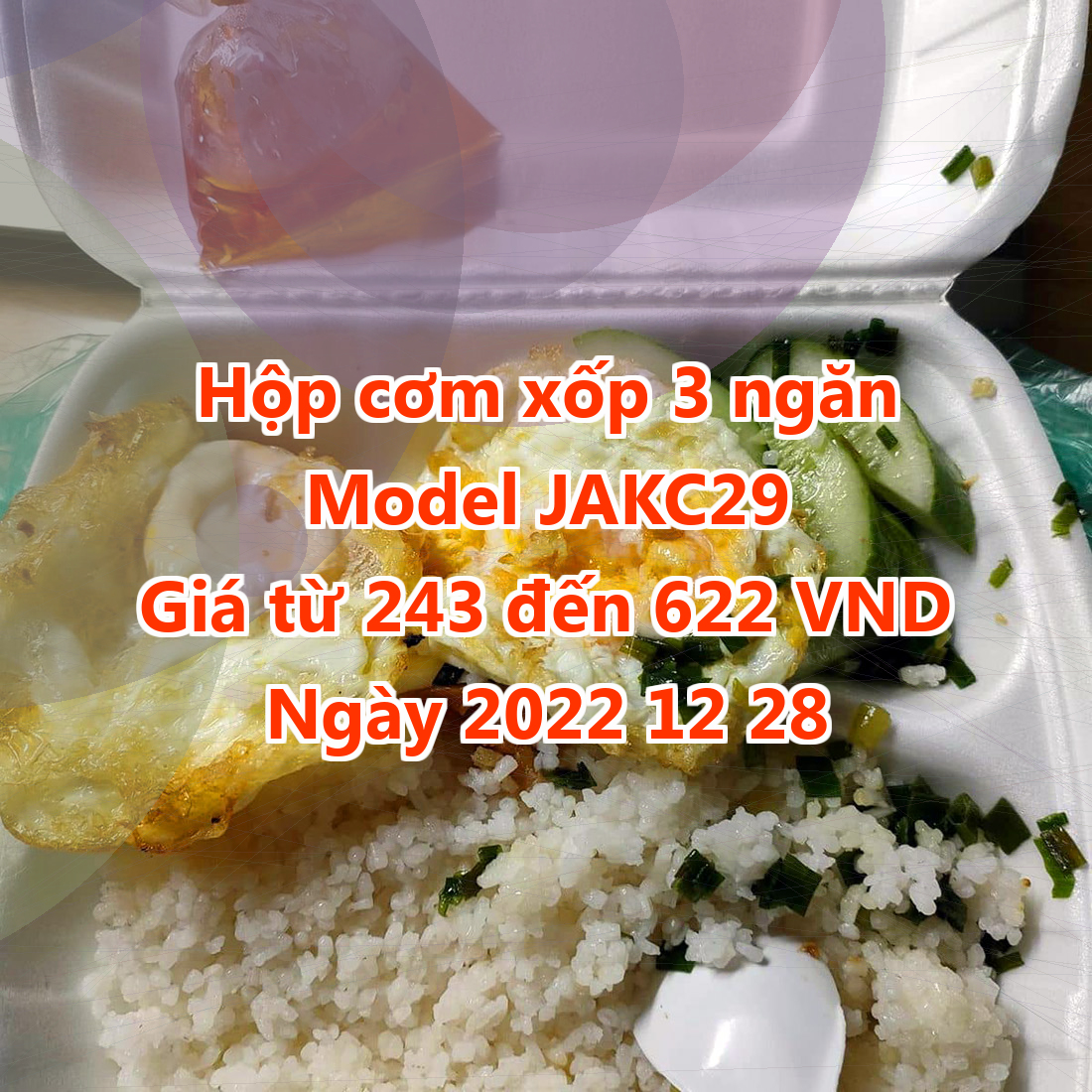 Hộp cơm xốp 3 ngăn - Model JAKC29