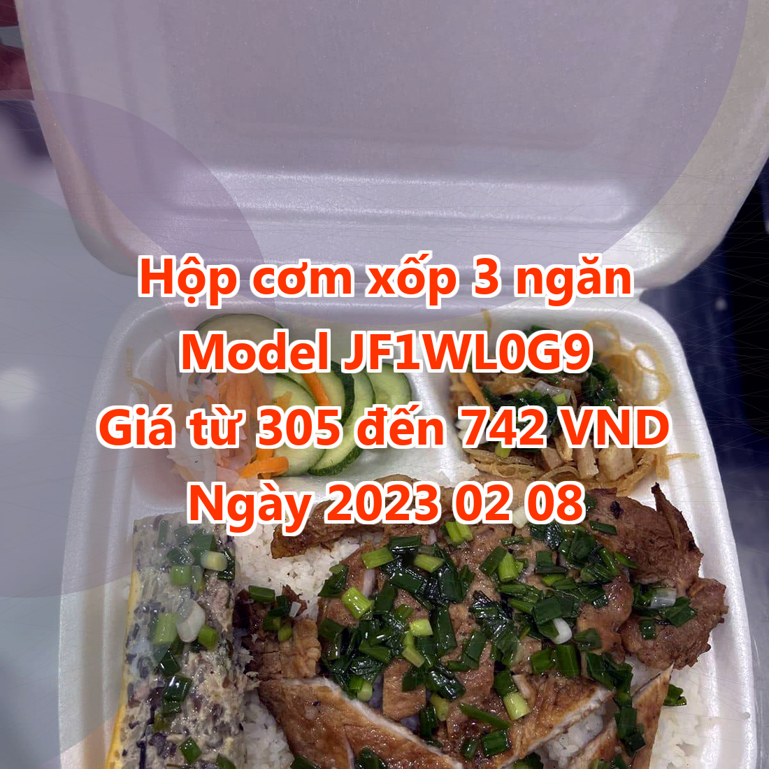 Hộp cơm xốp 3 ngăn - Model JF1WL0G9 - Màu Golden Rod