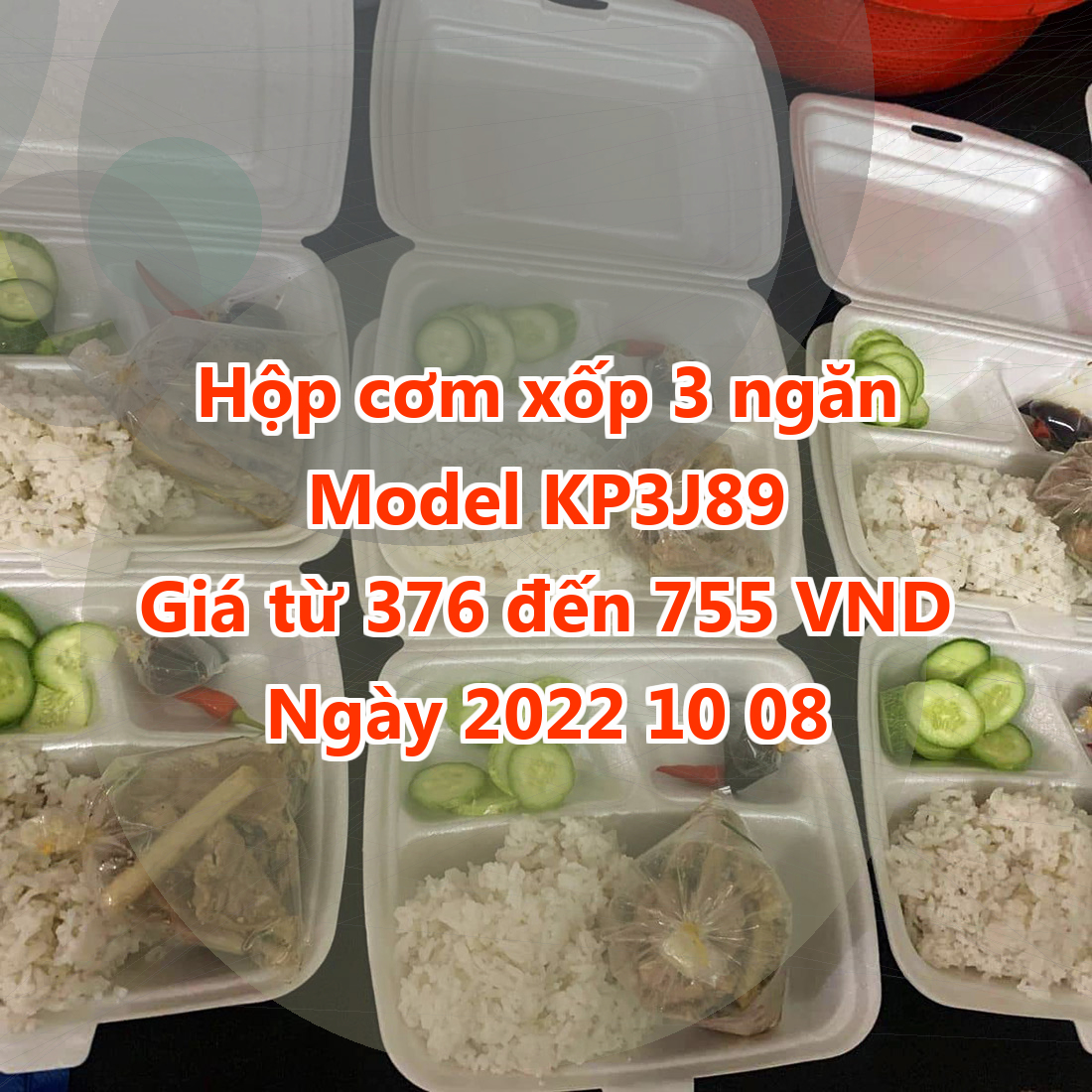 Hộp cơm xốp 3 ngăn - Model KP3J89