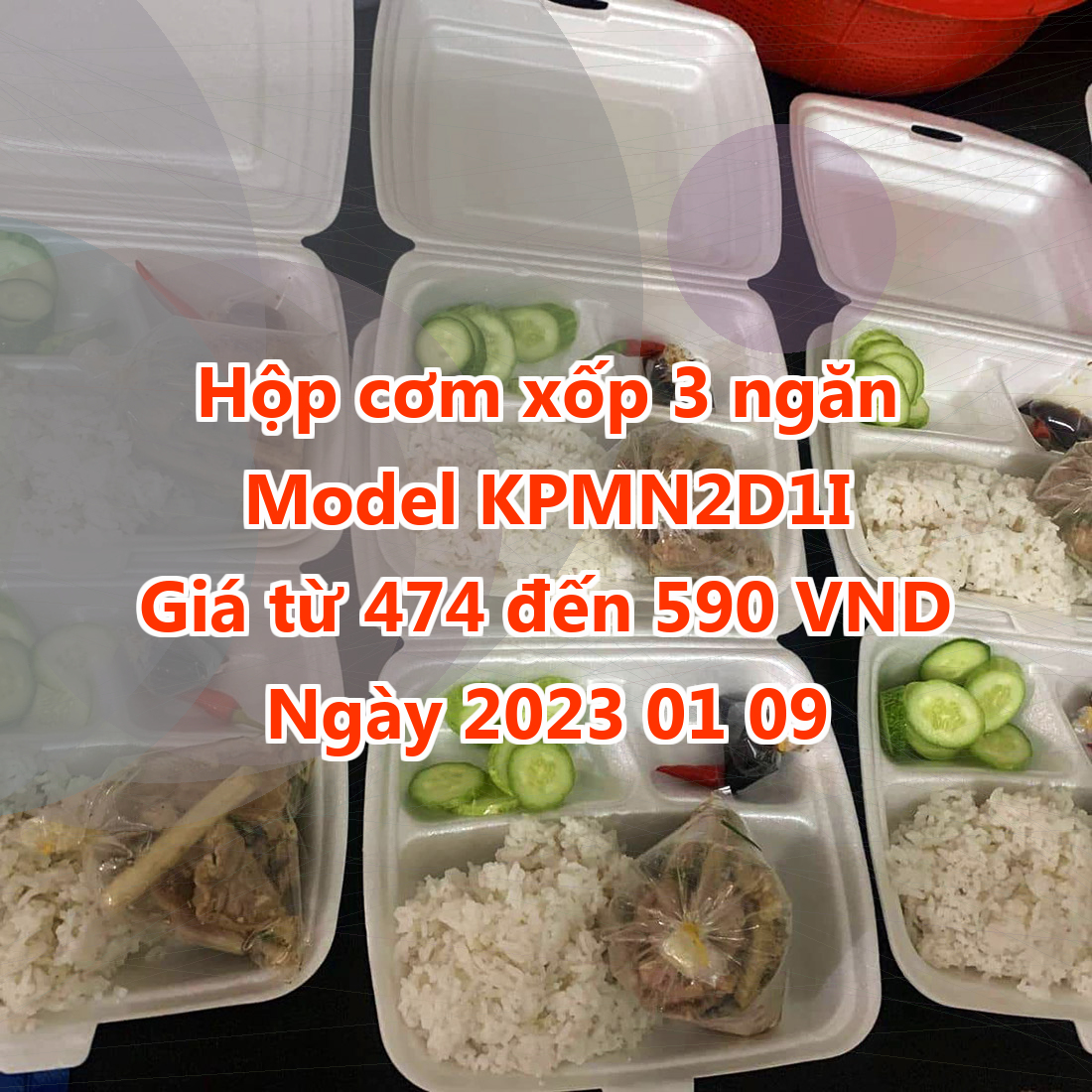 Hộp cơm xốp 3 ngăn - Model KPMN2D1I - Màu Orchid