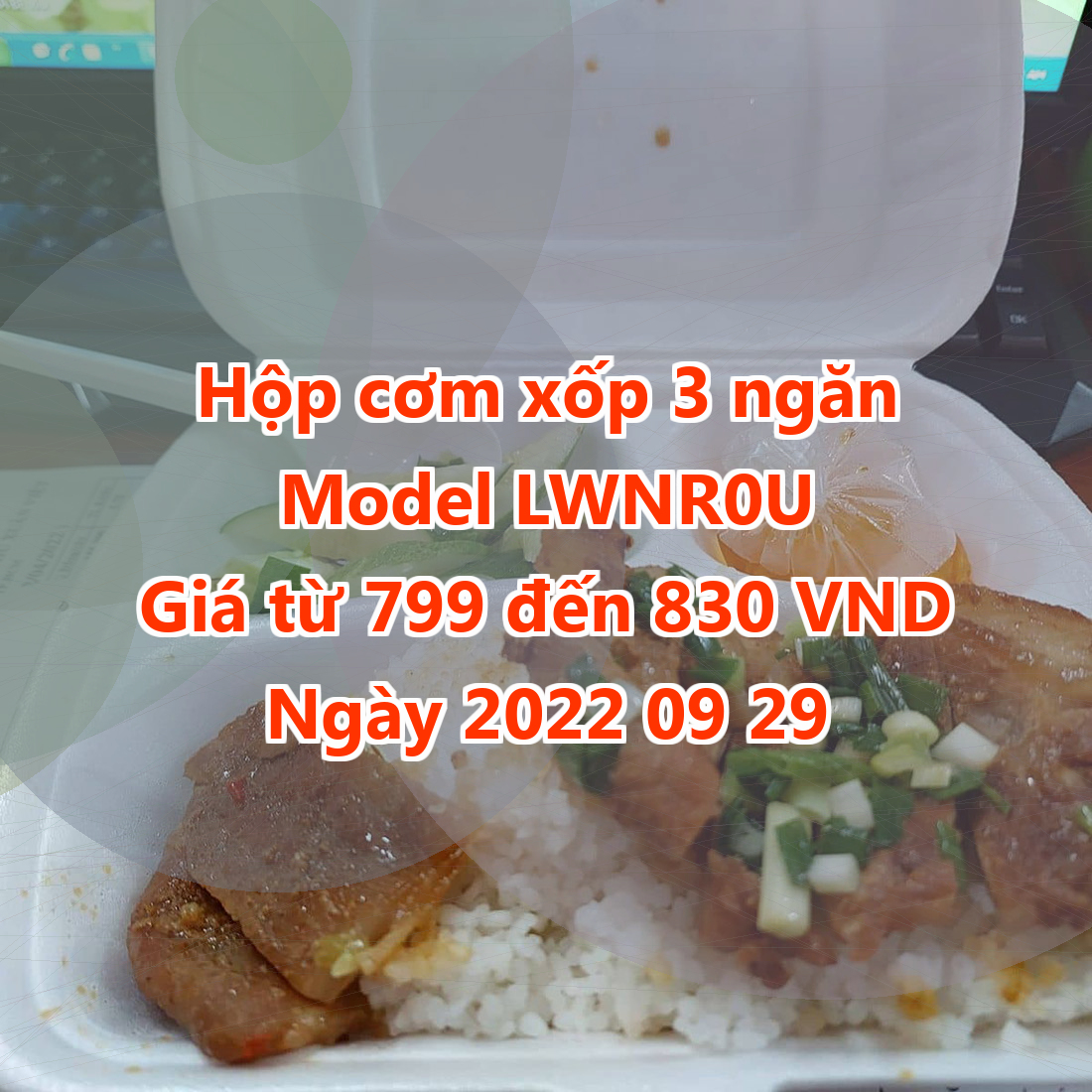 Hộp cơm xốp 3 ngăn - Model LWNR0U - Giá 799 VND