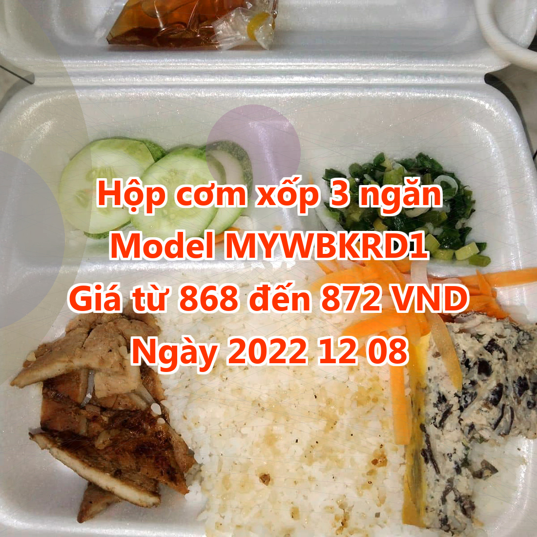 Hộp cơm xốp 3 ngăn - Model MYWBKRD1 - Màu Deep Sky Blue