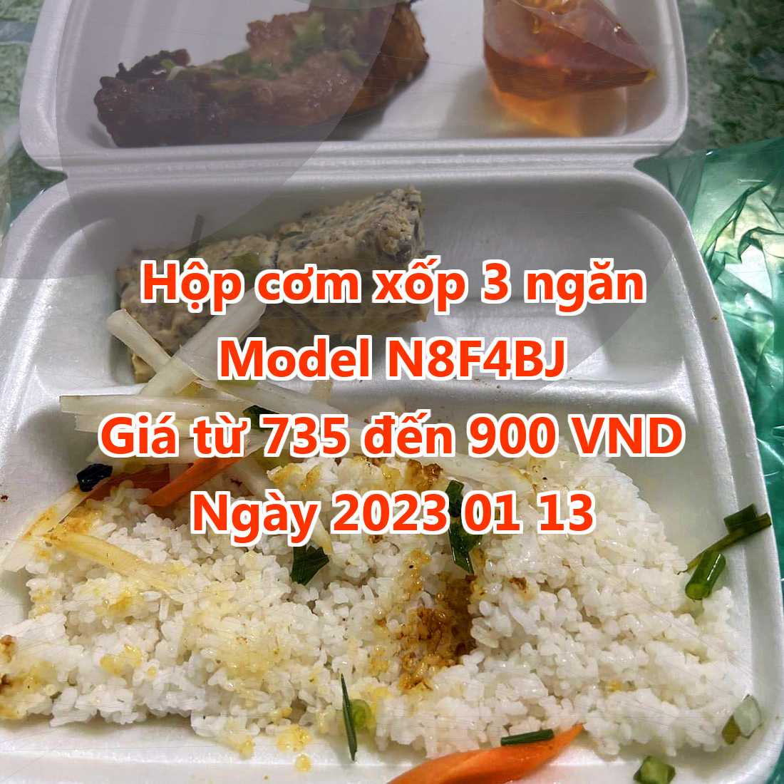 Hộp cơm xốp 3 ngăn - Model N8F4BJ