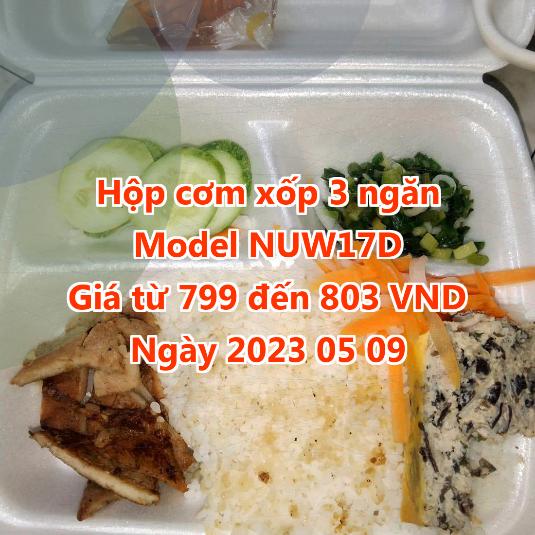 Hộp cơm xốp 3 ngăn - Model NUW17D