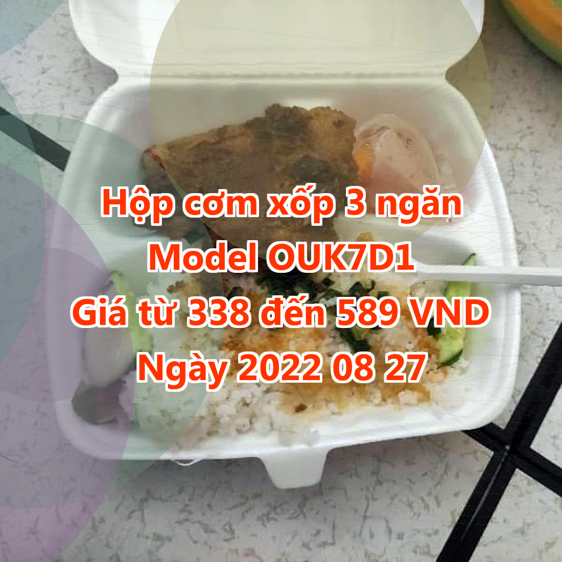 Hộp cơm xốp 3 ngăn - Model OUK7D1