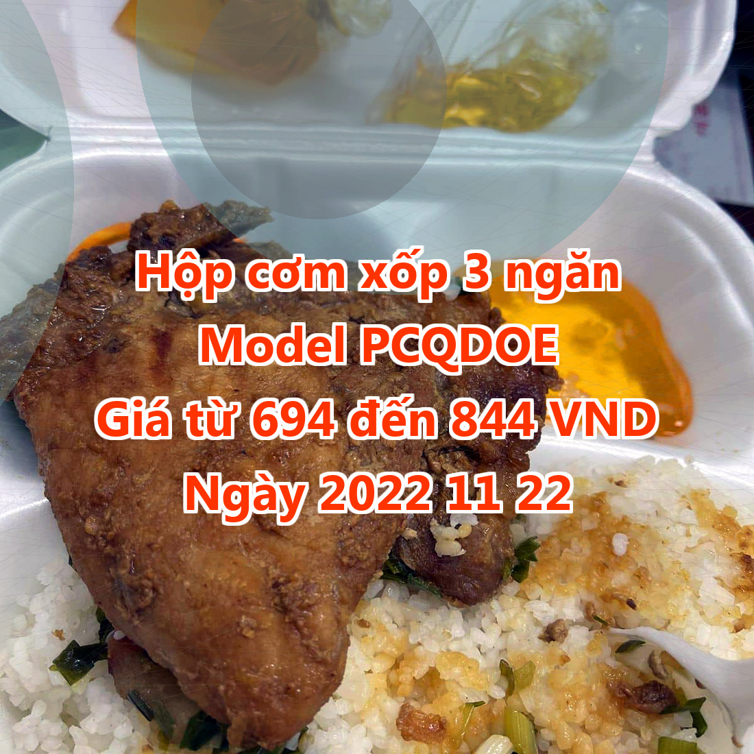 Hộp cơm xốp 3 ngăn - Model PCQDOE