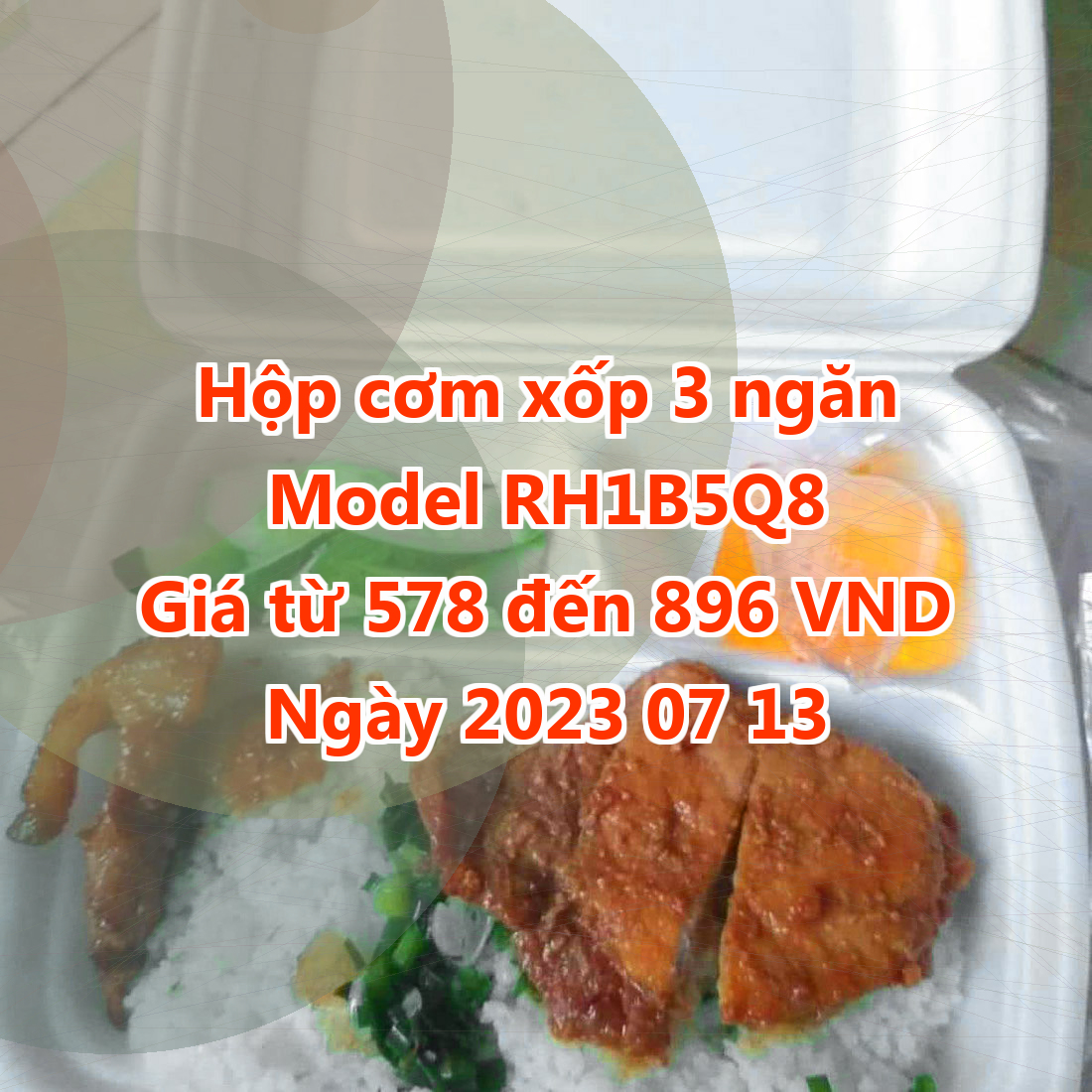 Hộp cơm xốp 3 ngăn - Model RH1B5Q8 - Giá 578 VND