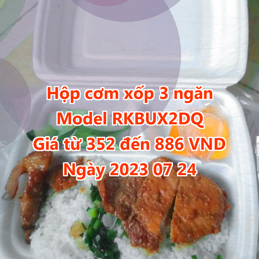 Hộp cơm xốp 3 ngăn - Model RKBUX2DQ - Giá 352 VND