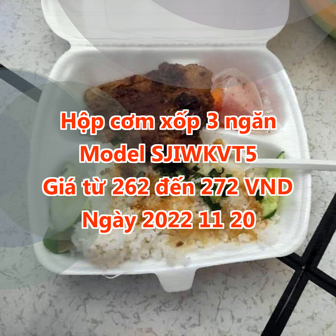 Hộp cơm xốp 3 ngăn - Model SJIWKVT5