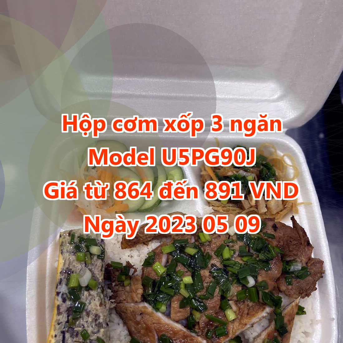 Hộp cơm xốp 3 ngăn - Model U5PG90J - Giá 864 đồng