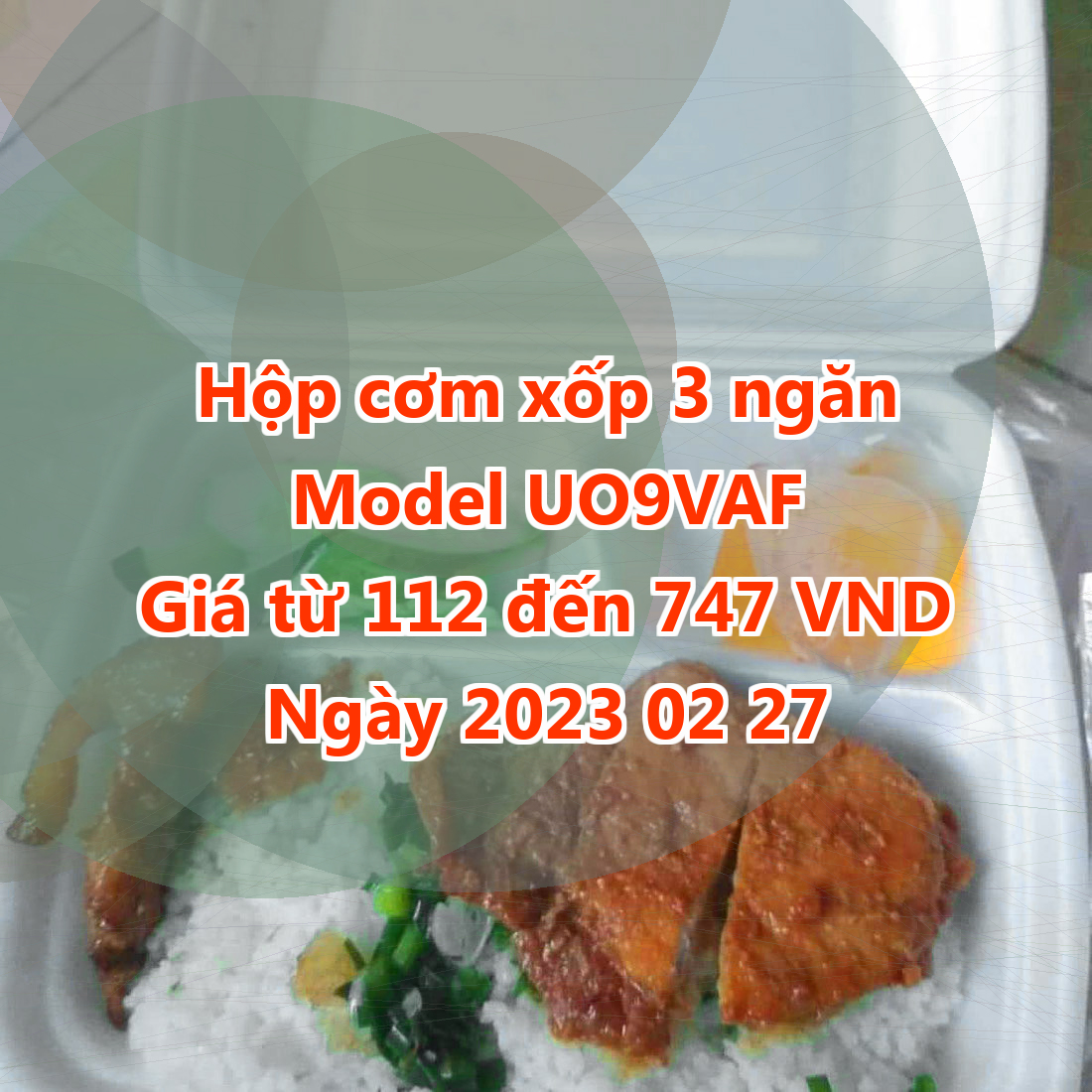 Hộp cơm xốp 3 ngăn - Model UO9VAF