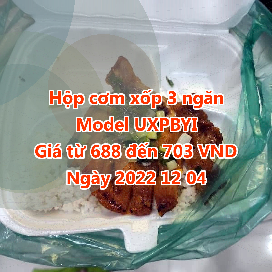 Hộp cơm xốp 3 ngăn - Model UXPBYI