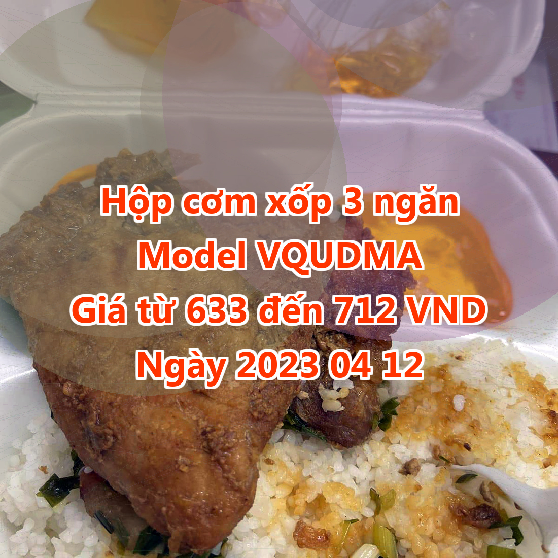 Hộp cơm xốp 3 ngăn - Model VQUDMA