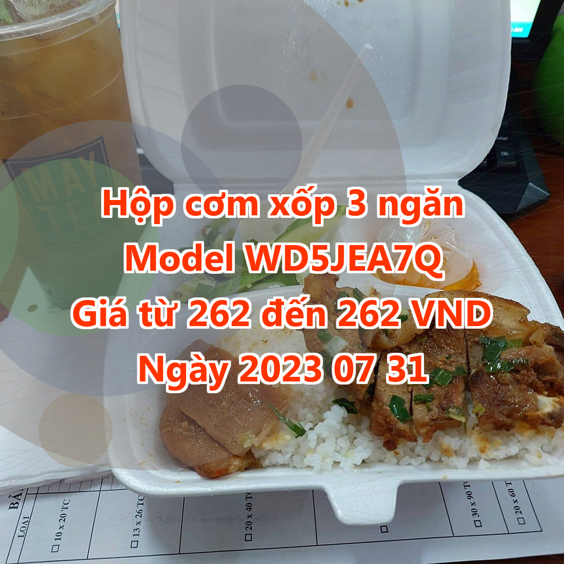 Hộp cơm xốp 3 ngăn - Model WD5JEA7Q - Màu Burly Wood