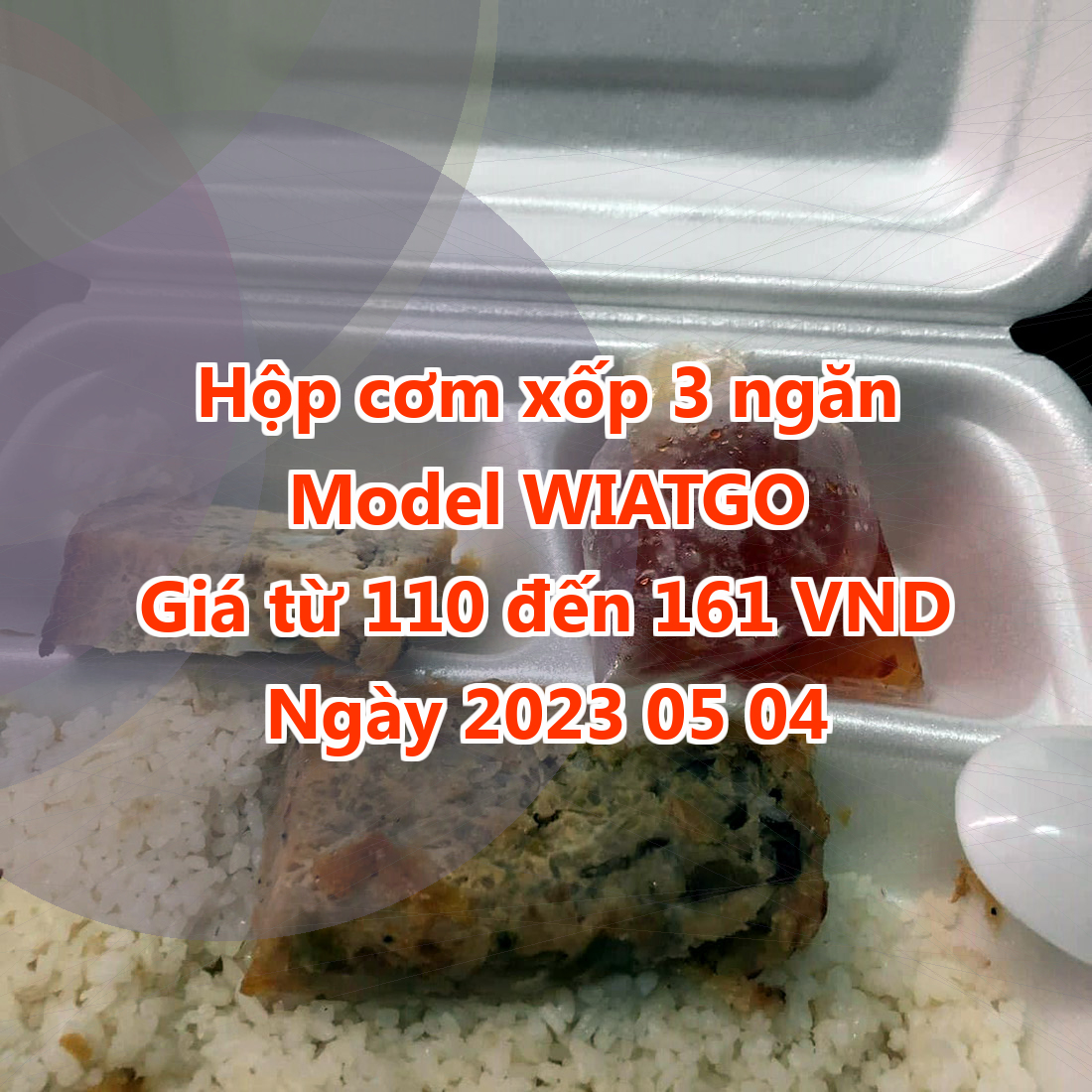 Hộp cơm xốp 3 ngăn - Model WIATGO - Màu Dark Violet