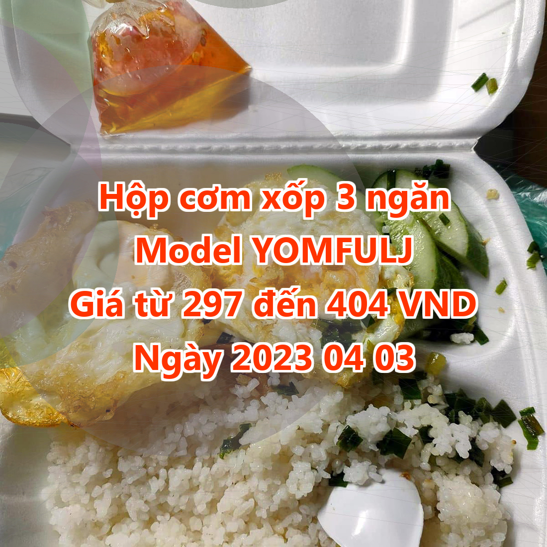 Hộp cơm xốp 3 ngăn - Model YOMFULJ - Màu Blanched Almond