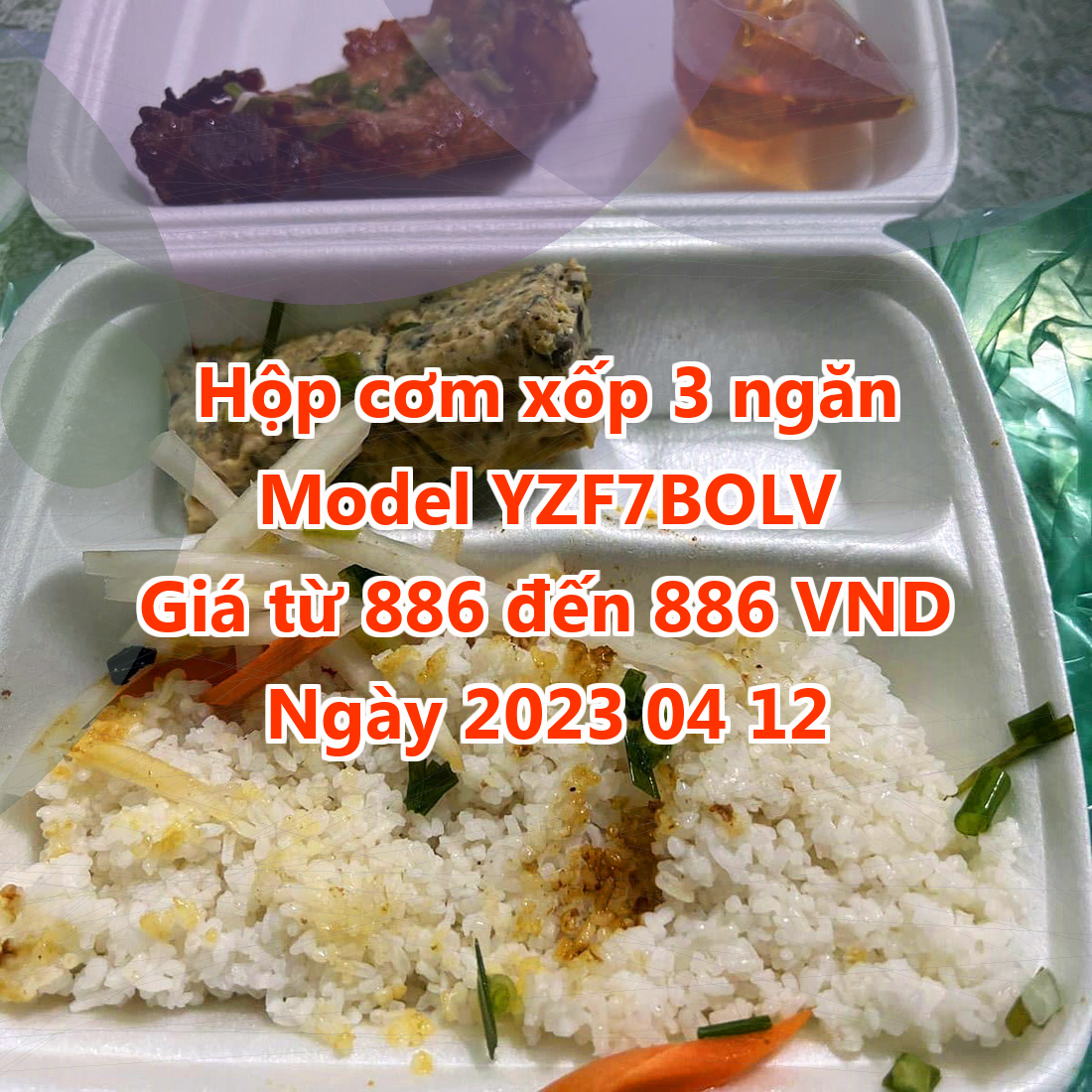 Hộp cơm xốp 3 ngăn - Model YZF7BOLV