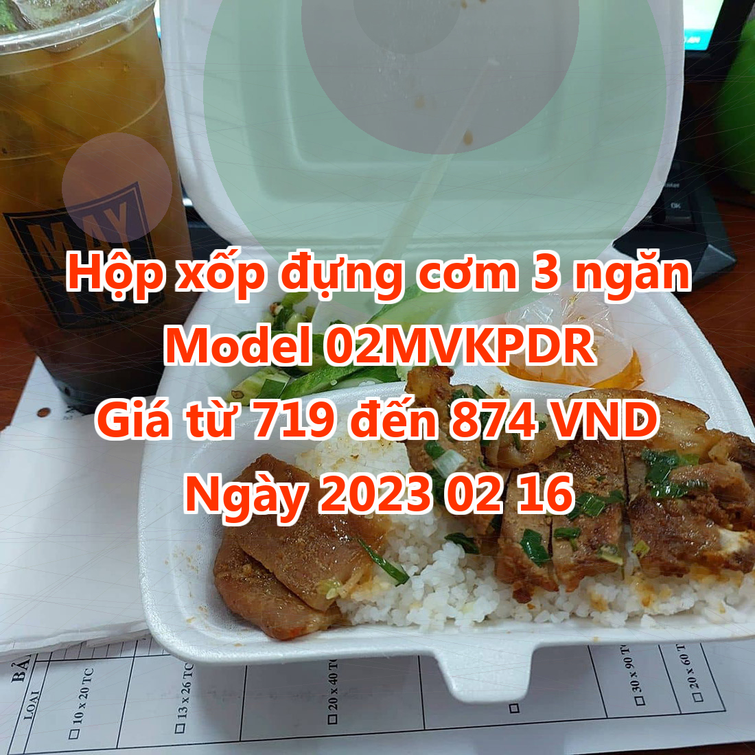 Hộp xốp đựng cơm 3 ngăn - Model 02MVKPDR