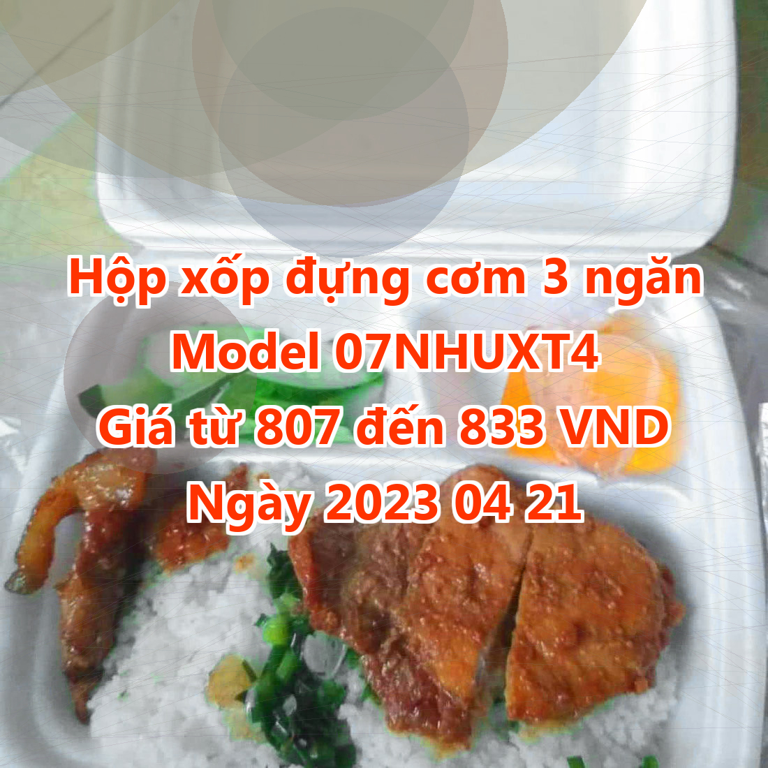 Hộp xốp đựng cơm 3 ngăn - Model 07NHUXT4