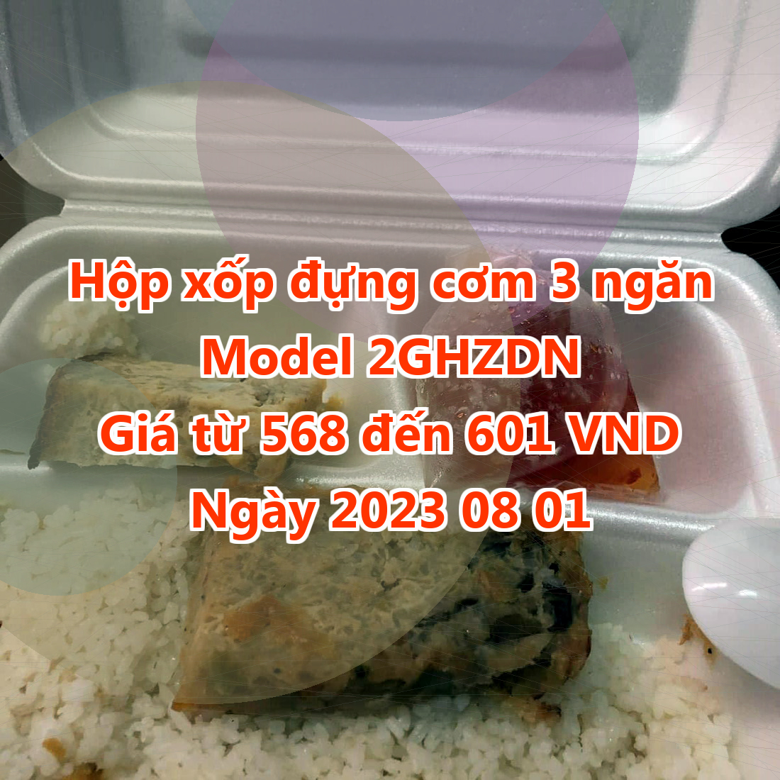 Hộp xốp đựng cơm 3 ngăn - Model 2GHZDN - Giá 568 đồng