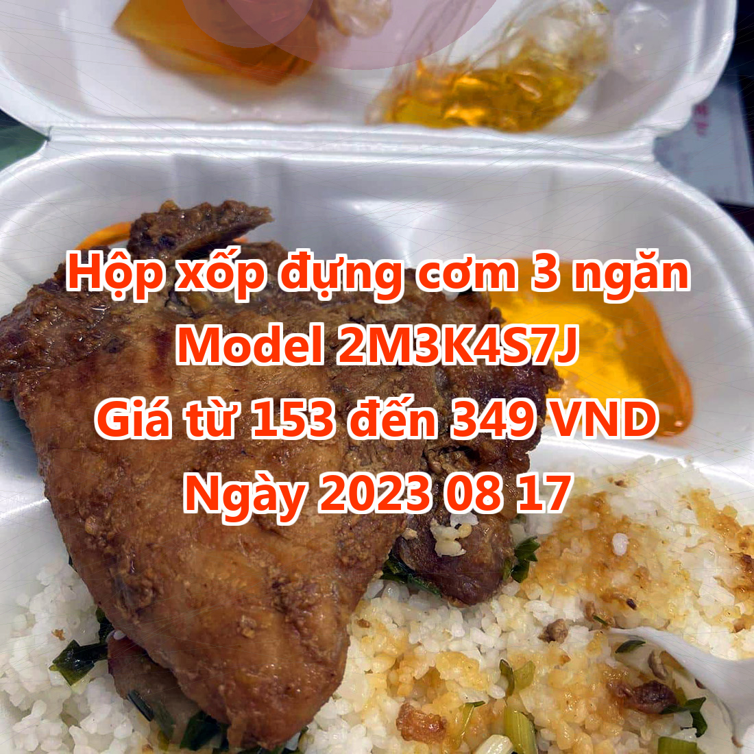 Hộp xốp đựng cơm 3 ngăn - Model 2M3K4S7J