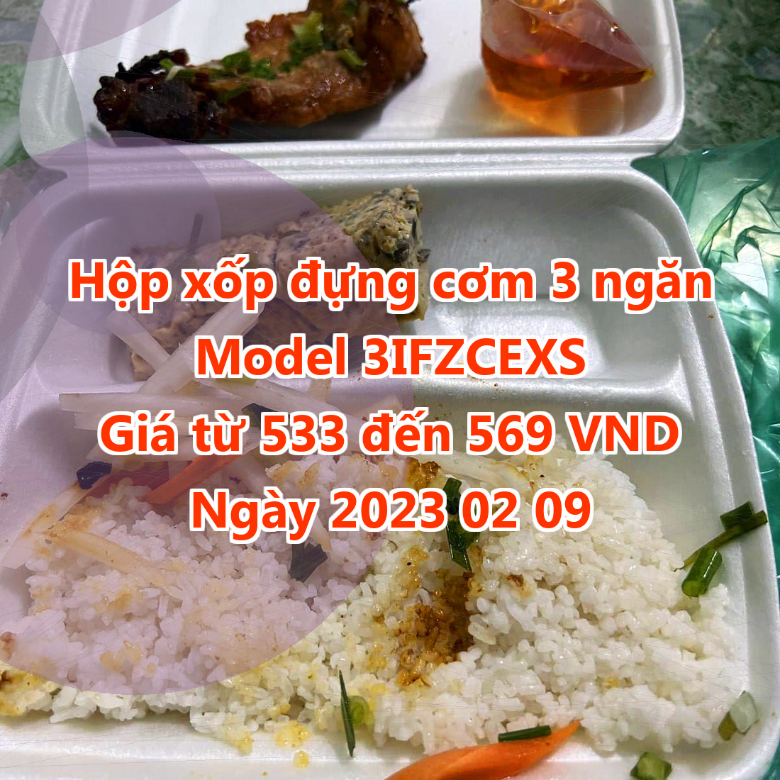 Hộp xốp đựng cơm 3 ngăn - Model 3IFZCEXS