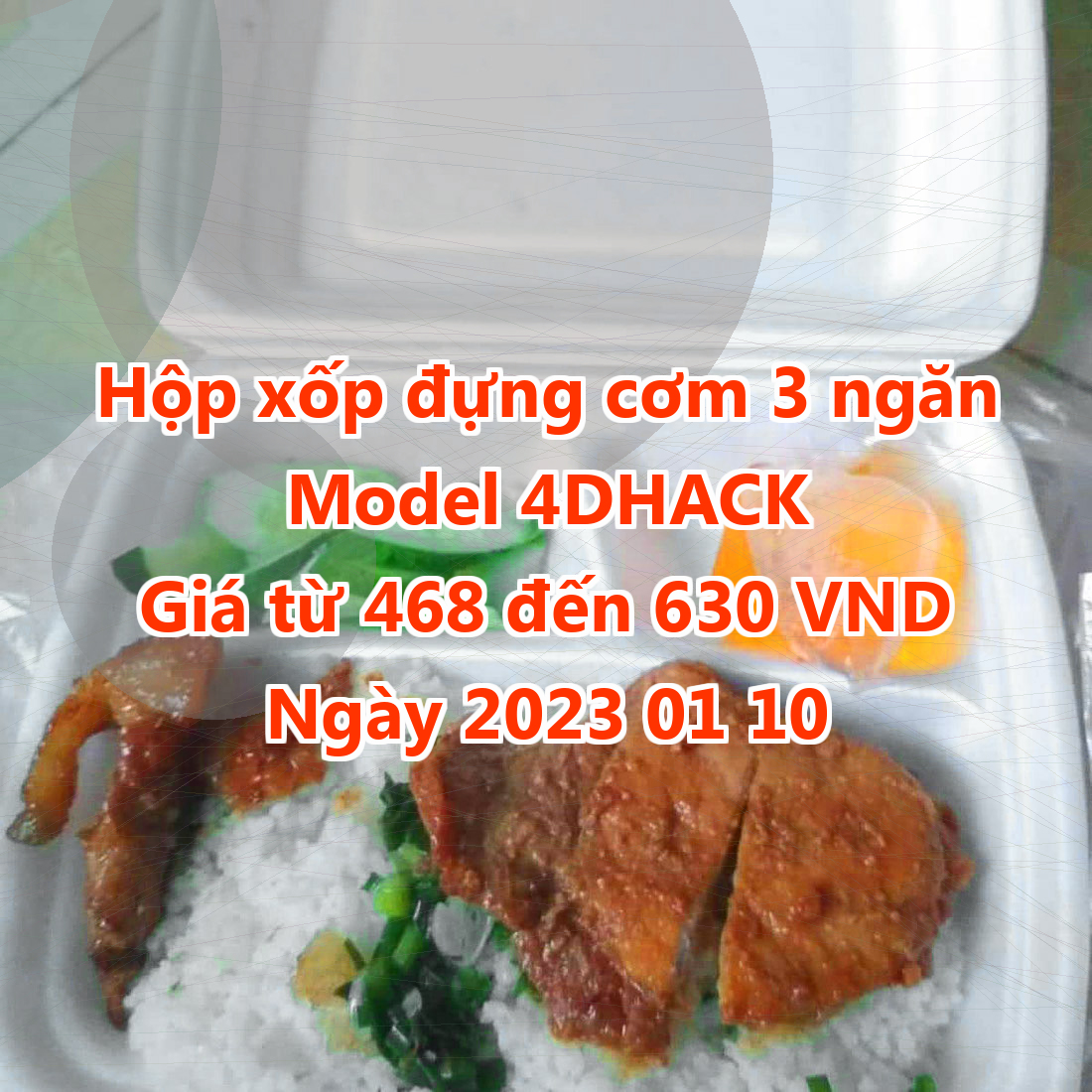 Hộp xốp đựng cơm 3 ngăn - Model 4DHACK