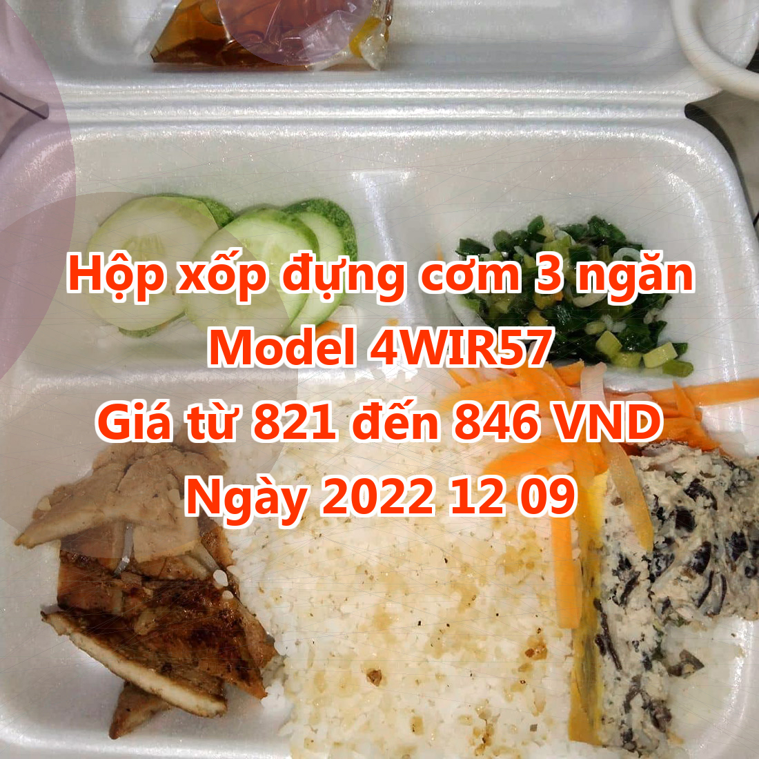 Hộp xốp đựng cơm 3 ngăn - Model 4WIR57