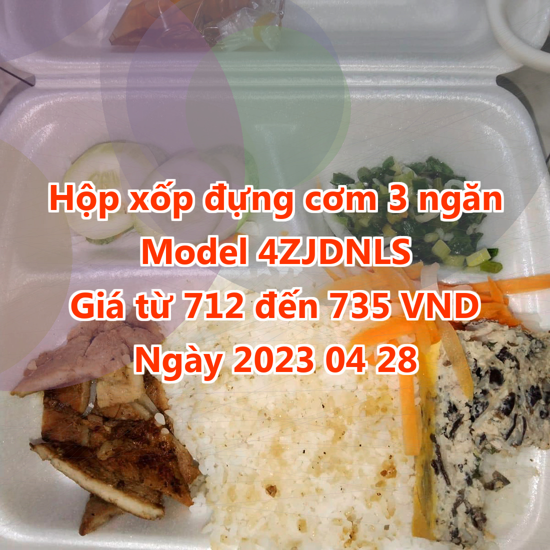 Hộp xốp đựng cơm 3 ngăn - Model 4ZJDNLS