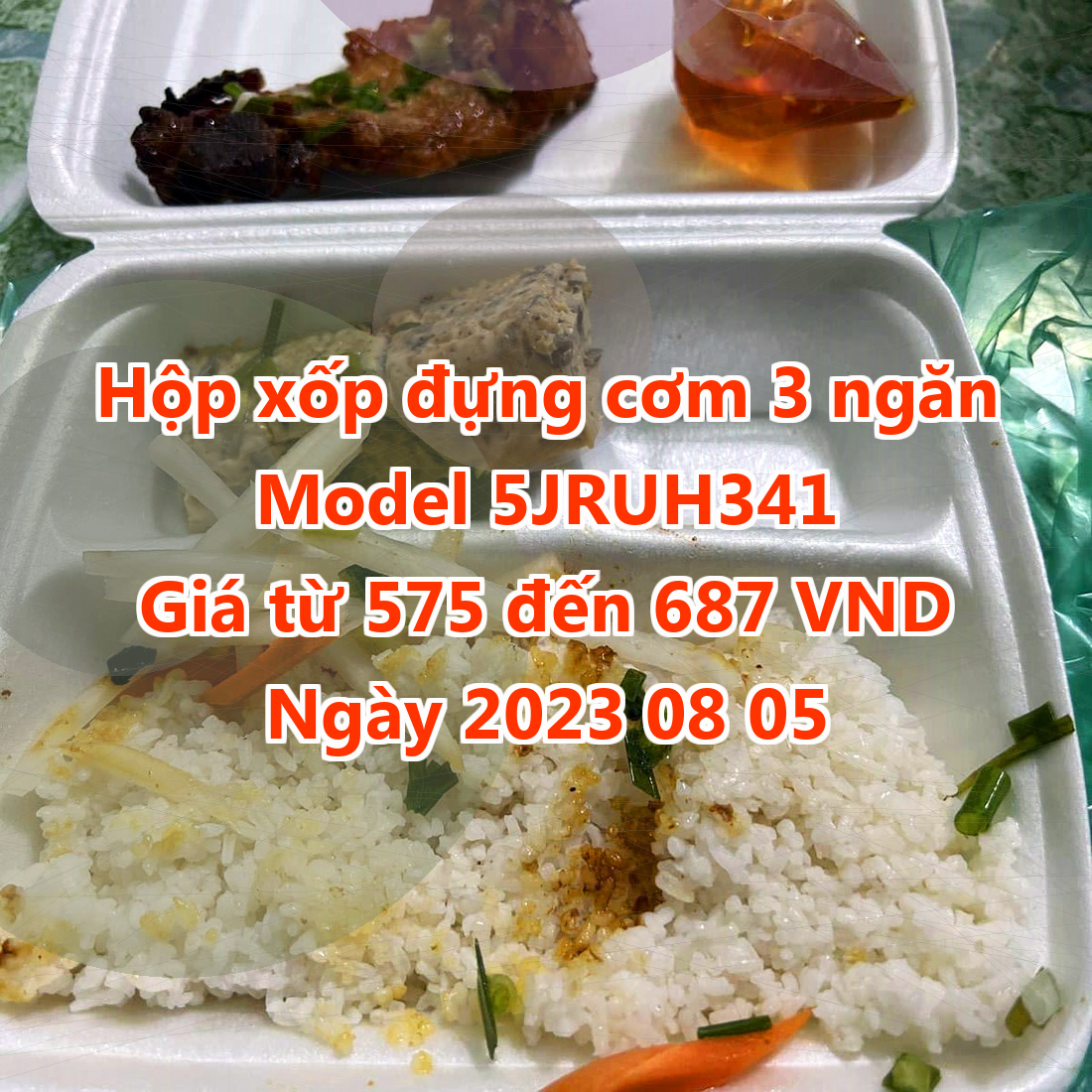 Hộp xốp đựng cơm 3 ngăn - Model 5JRUH341