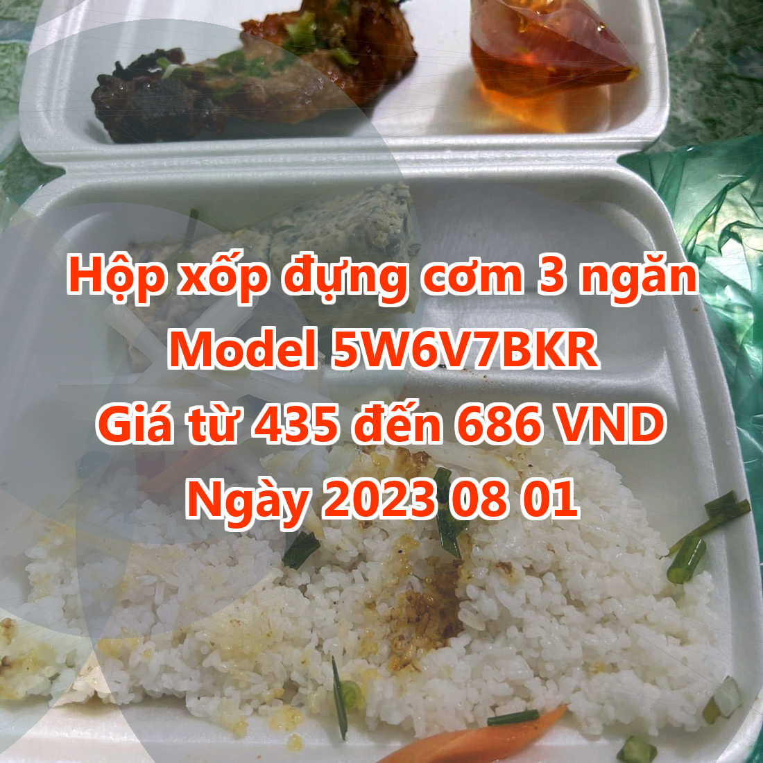 Hộp xốp đựng cơm 3 ngăn - Model 5W6V7BKR